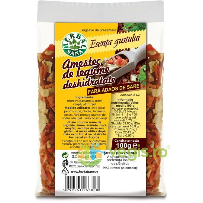 Amestec de Legume Deshidratate fara Sare 100g Herbavit — preț și oferte