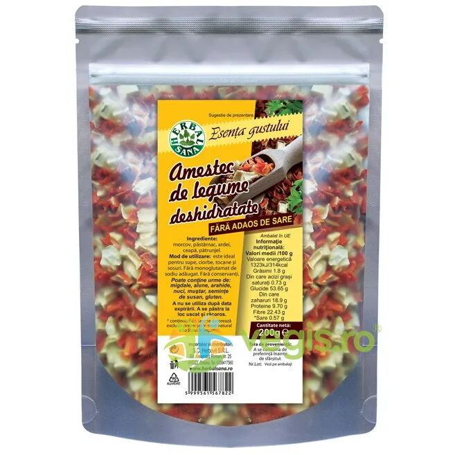 Amestec de Legume Deshidratate fara Adaos de Sare 200g Herbavit — preț și oferte