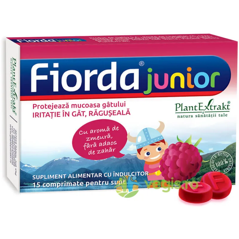 Fiorda Junior cu Aroma de Zmeura 15cpr PLANTEXTRAKT — preț și oferte