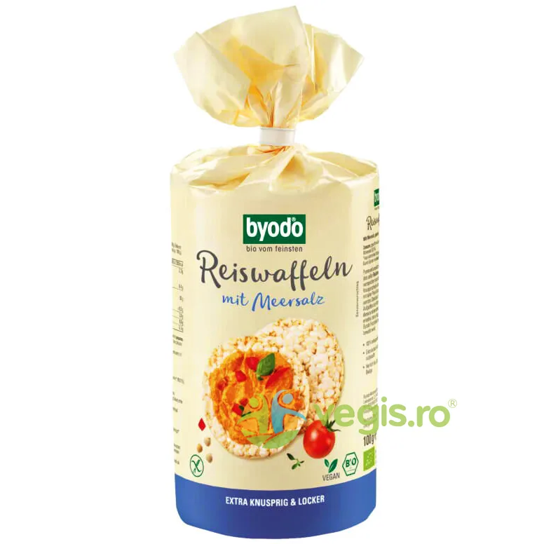 Vafe din Orez Integral cu Sare si fara Gluten Ecologice/Bio 100g BYODO — preț și oferte