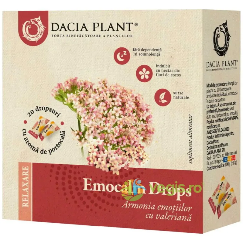 Emocalm - Dropsuri cu Lavanda, Roinita si Ulei Esential de Portocale 20buc DACIA PLANT — preț și oferte