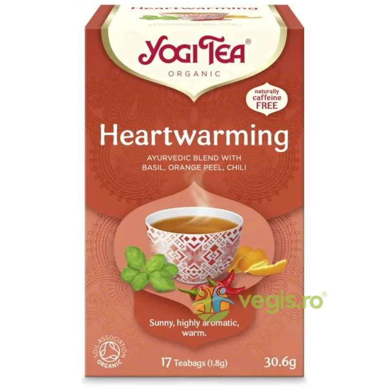 Ceai HeartWarming cu Busuioc, Coaja de Portocale si Chili Ecologic/Bio 17dz YOGI TEA — preț și oferte