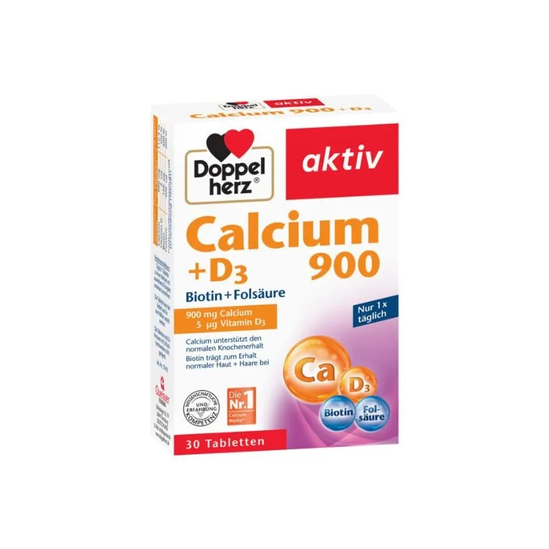 Aktiv Calciu 900 mg + D3 + Biotina + Acid folic, 30 comprimate, Doppelherz — preț și oferte
