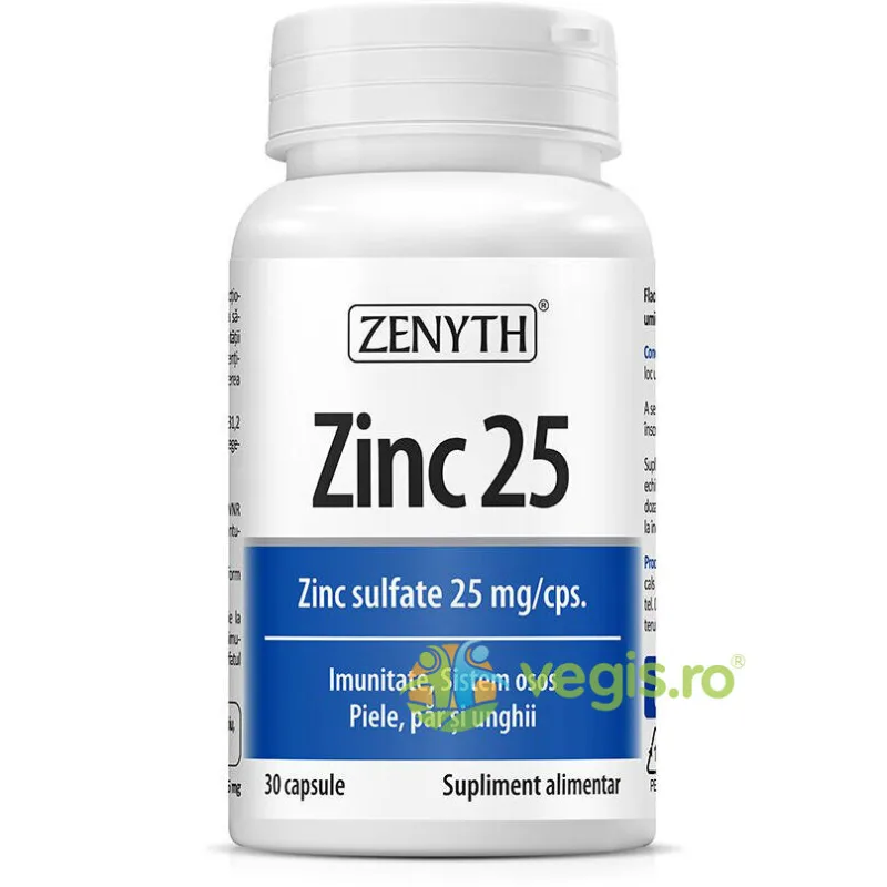 Zinc 25mg 30cps Zenyth — preț și oferte