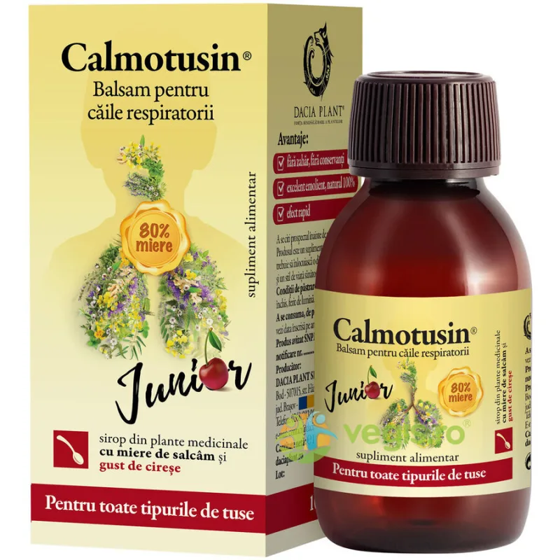 Calmotusin Junior - Sirop cu Miere (Gust de Cirese) 100ml DACIA PLANT — preț și oferte