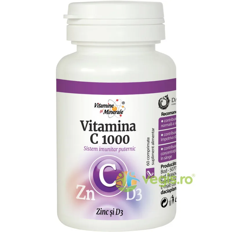 Vitamina C 1000 cu Zinc si D3 60Cpr DACIA PLANT — preț și oferte