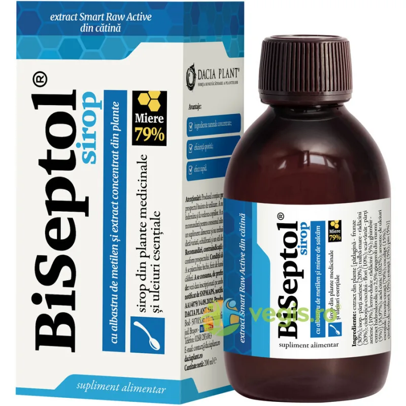 BiSeptol Sirop cu Albastru de Metilen 200ml DACIA PLANT — preț și oferte