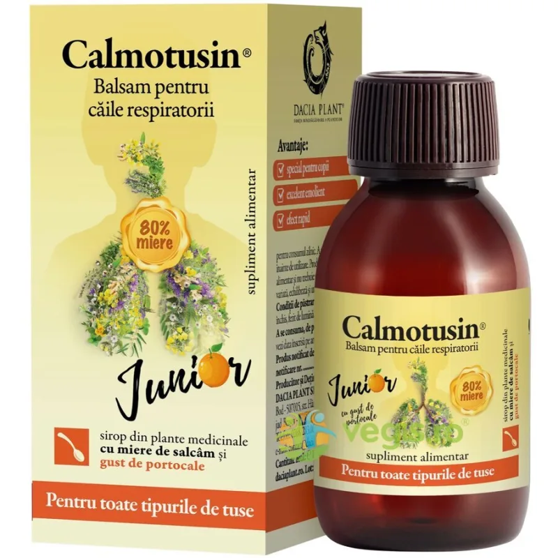 Calmotusin Junior - Sirop cu Miere (Gust de Portocale) 100ml DACIA PLANT — preț și oferte