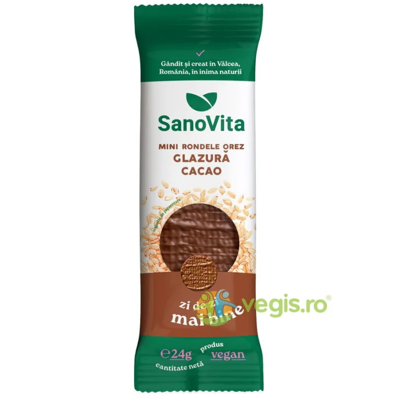 Mini Rondele din Orez cu Glazura de Cacao 24g SANOVITA — preț și oferte