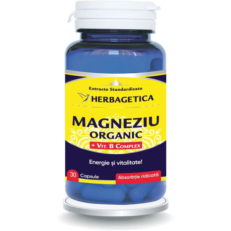 Magneziu Organic cu B-Complex 30cps HERBAGETICA — preț și oferte