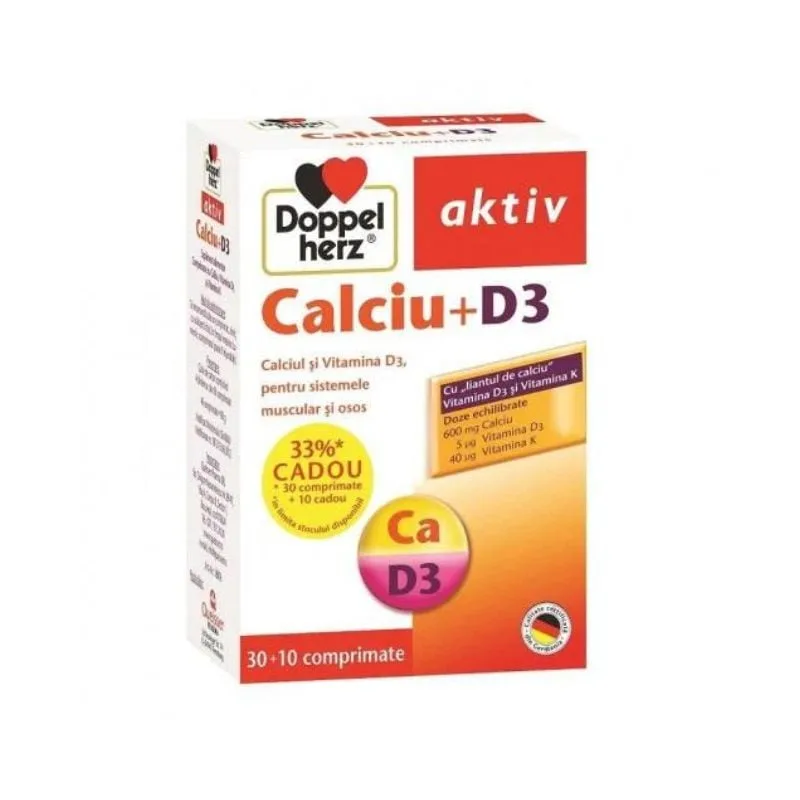 Calciu + D3, 30 + 10 comprimate, Doppelherz — preț și oferte