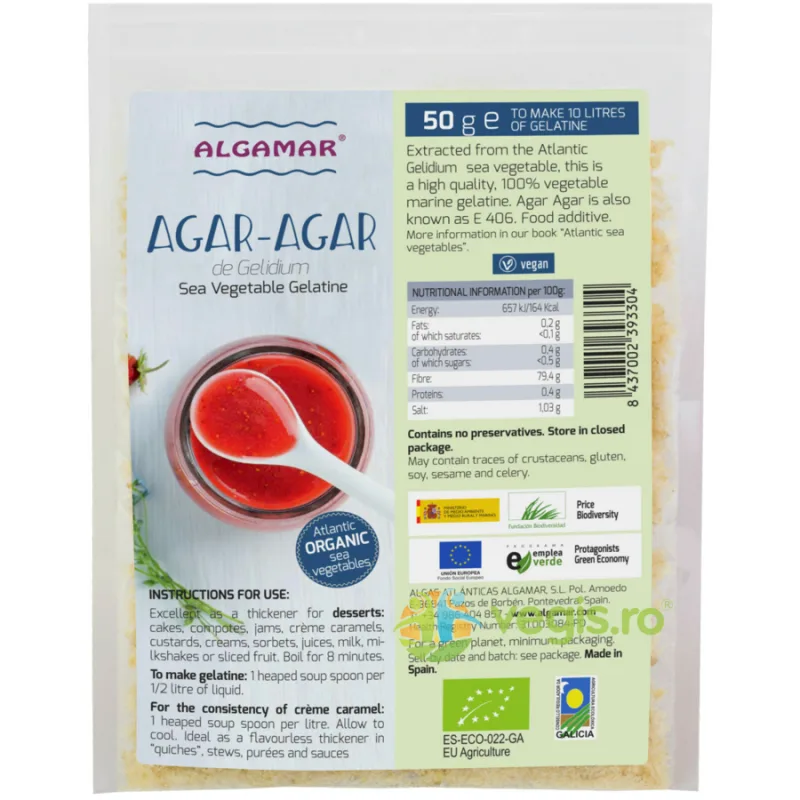 Agar Agar Fulgi Ecologic/Bio 50g ALGAMAR — preț și oferte