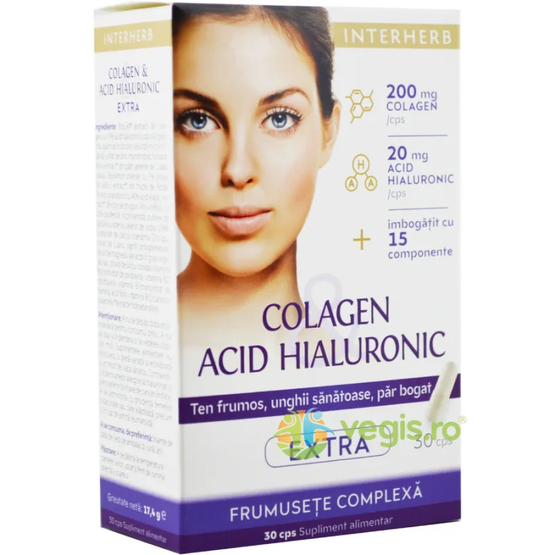 Colagen Si Acid Hialuronic Extra 30cps INTERHERB — preț și oferte