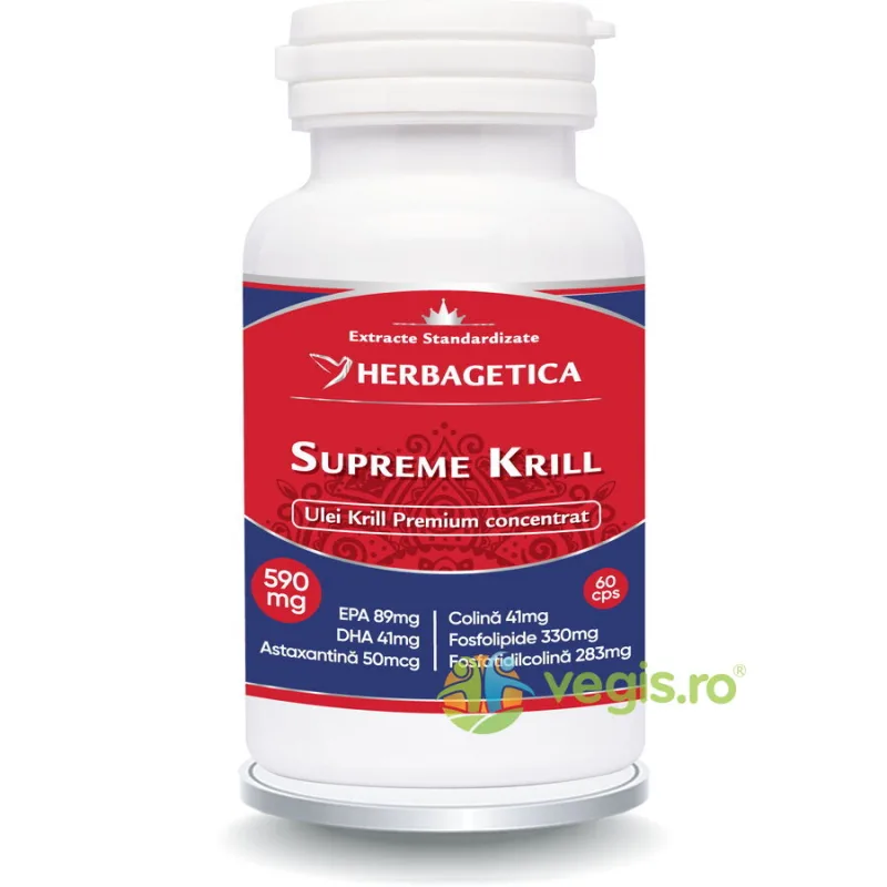 Supreme Krill Oil Omega 3 60Cps HERBAGETICA — preț și oferte