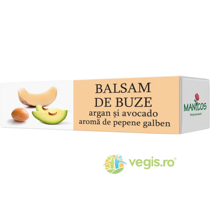 Balsam De Buze cu Ulei de Argan, Ulei de Avocado si Aroma de Pepene Galben 4.8g Manicos — preț și oferte