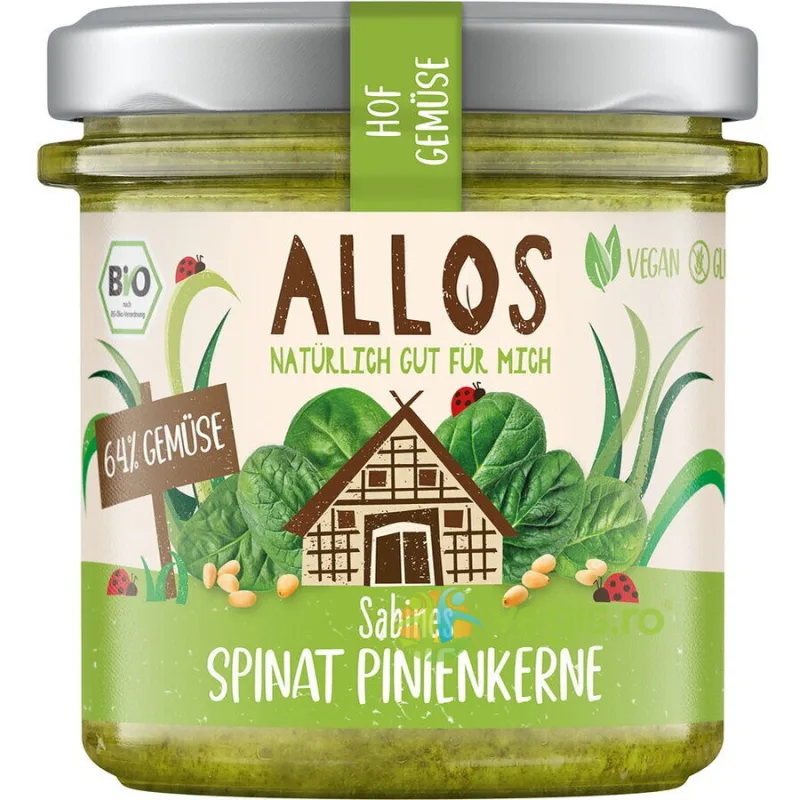 Pasta de Spanac si Seminte de Pin fara Gluten Ecologica/Bio 135g ALLOS — preț și oferte