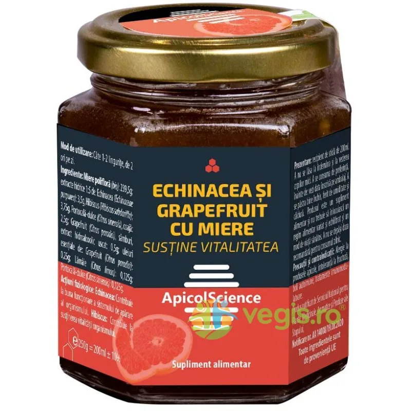 Echinacea și Grapefruit în Miere 200ml APICOLSCIENCE — preț și oferte