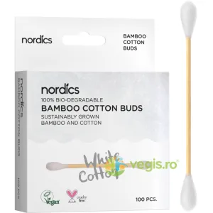Betisoare Albe din Bumbac si Bambus 100buc