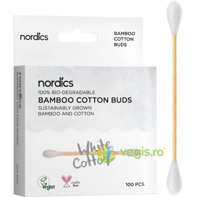 Betisoare Albe din Bumbac si Bambus 100buc NORDICS — preț și oferte