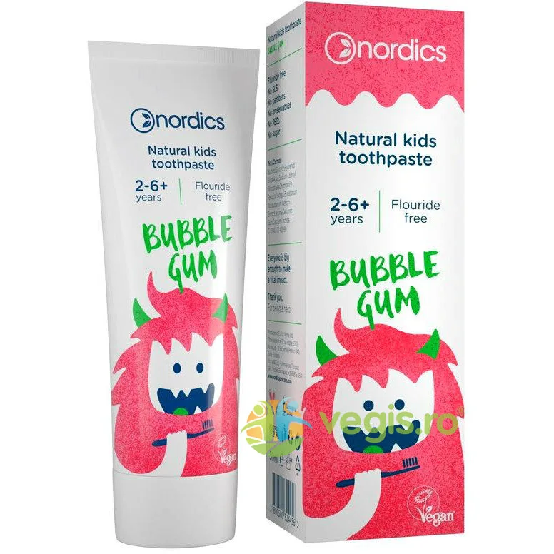 Pasta de Dinti Naturala Pentru Copii Bubble Gum 50ml NORDICS — preț și oferte