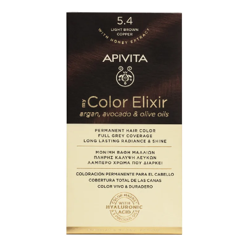 Vopsea de par My Color Elixir, Light Brown Copper N5.4, 155 ml, Apivita — preț și oferte