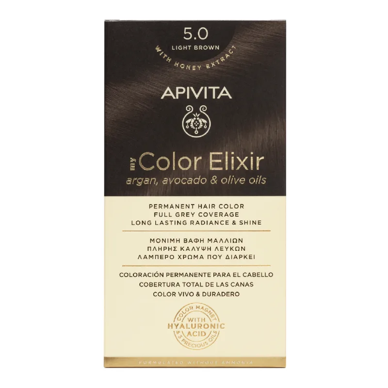 Vopsea de par My Color Elixir, Light Brown N5.0, 155 ml, Apivita — preț și oferte