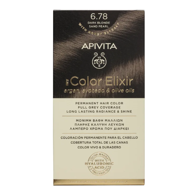 Vopsea de par My Color Elixir Dark Blonde Sand Pearl 6.78, 155 ml, Apivita — preț și oferte