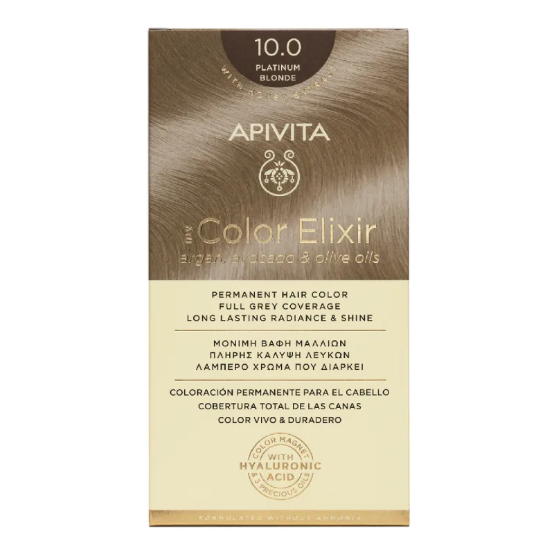 Vopsea de par My Color Elixir, Platinum Blonde N10.0, 155 ml, Apivita — preț și oferte