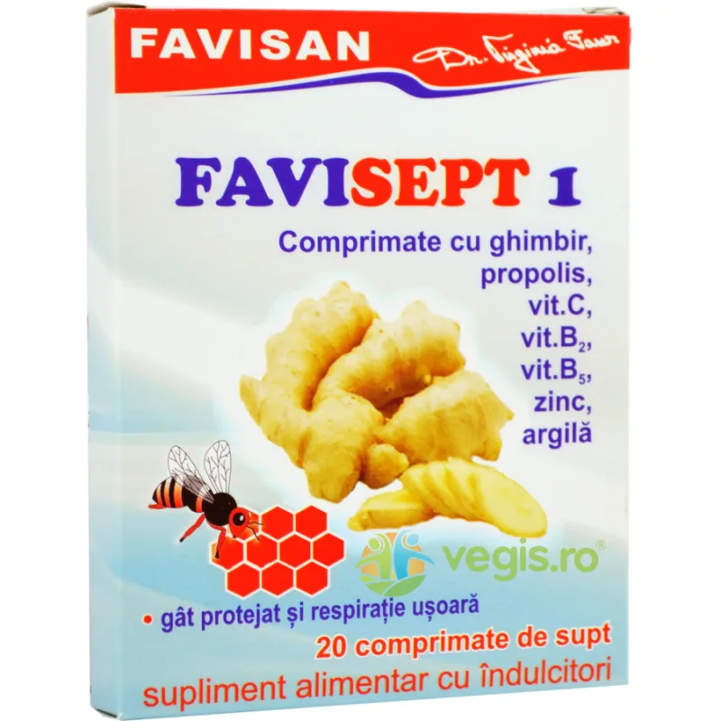 Favisept 1 cu Ghimbir 20cpr Favisan — preț și oferte
