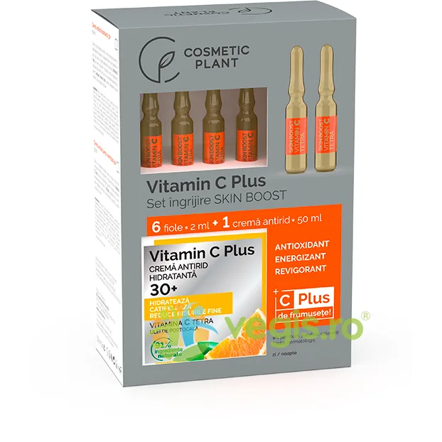 Set Vitamin C Plus (Crema Antirid 30+ Hidratanta 50ml + Fiole cu Vitamina C Tetra 6*2ml) COSMETIC PLANT — preț și oferte