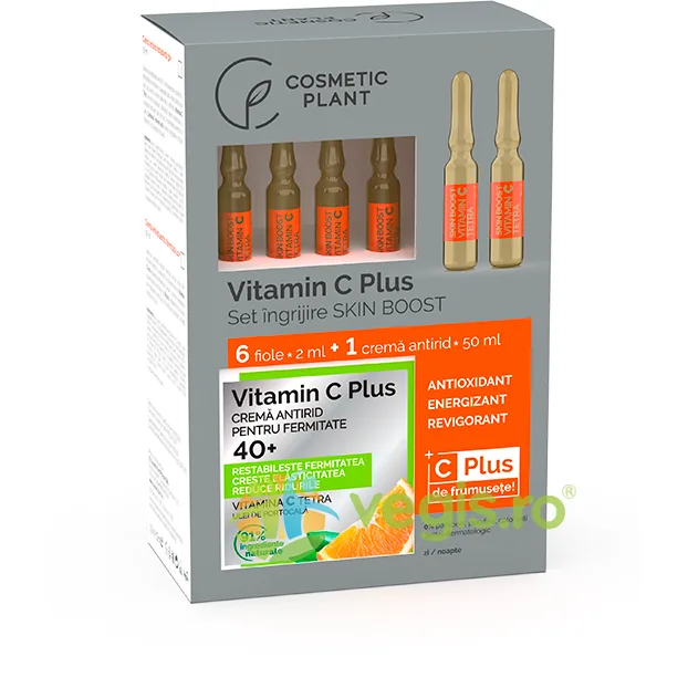 Set Vitamin C Plus (Crema Antirid 40+ pentru Fermitate 50ml + Fiole cu Vitamina C Tetra 6*2ml) COSMETIC PLANT — preț și oferte