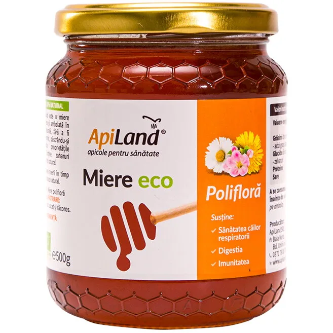 Miere Poliflora Ecologica/Bio 500g APILAND — preț și oferte
