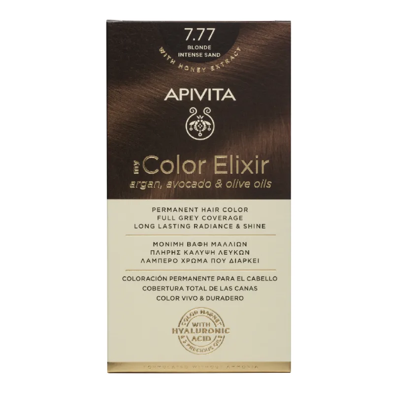 Vopsea de par My Color Elixir Blonde Intense Sand 7.77, 155 ml, Apivita — preț și oferte