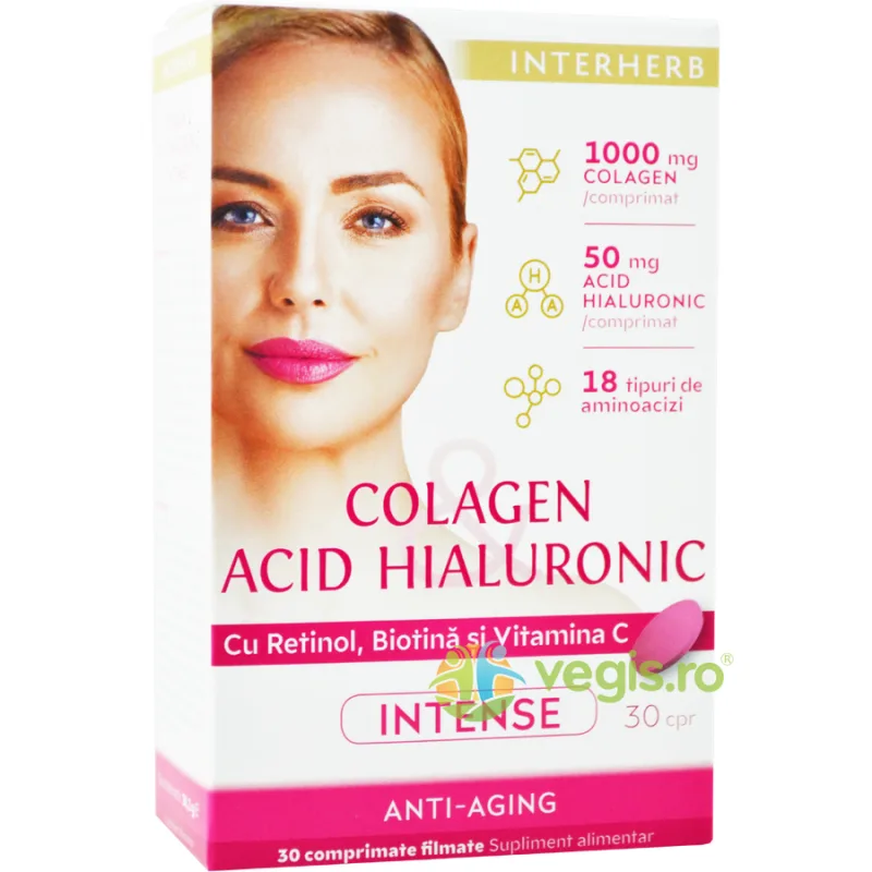 Colagen si Acid Hialuronic Intense 30cpr INTERHERB — preț și oferte