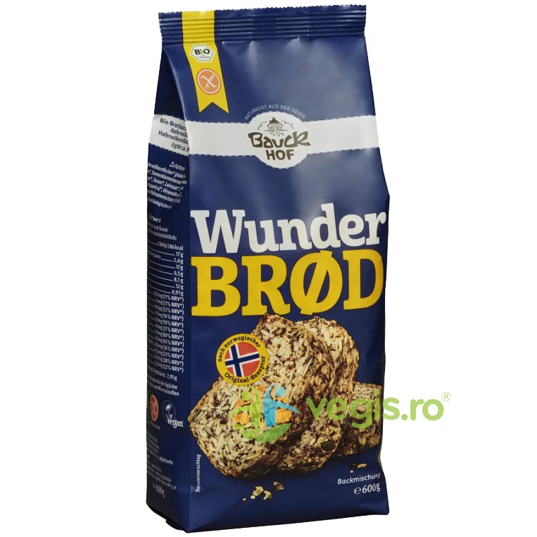 Mix pentru Paine Integrala cu Seminte Fara Gluten Ecologic/Bio 600g BAUCKHOF — preț și oferte