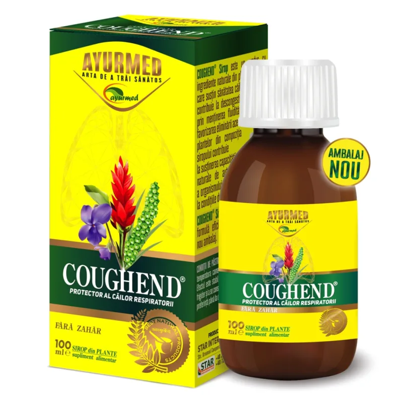 Sirop pentru tuse, fara zahar, Coughend 100ml, Ayurmed — preț și oferte
