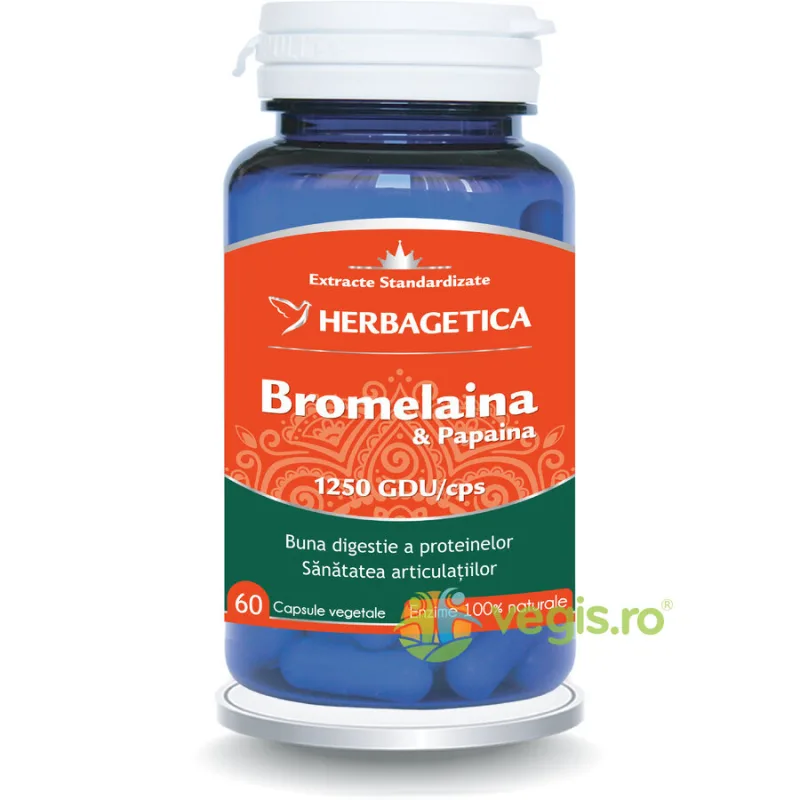 Bromelaina si Papaina 60cps HERBAGETICA — preț și oferte