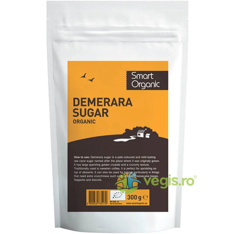 Zahar Brun Demerara Ecologic/Bio 300g SMART ORGANIC — preț și oferte