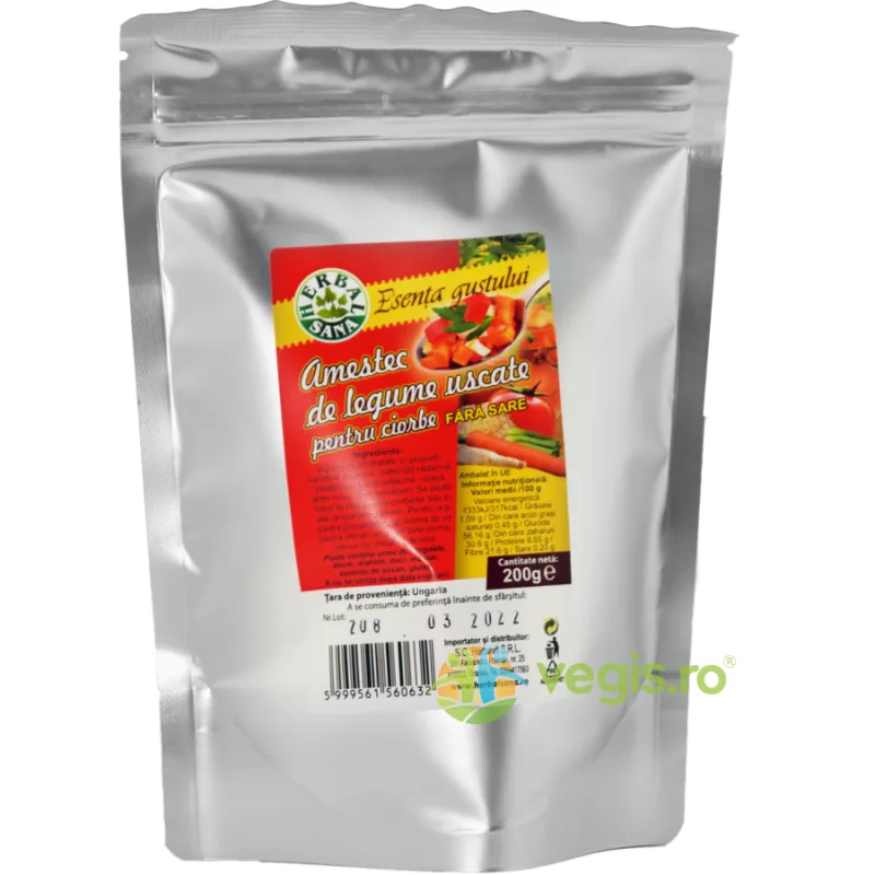 Amestec de Legume Uscate pentru Ciorbe Fara Sare 200g Herbavit — preț și oferte