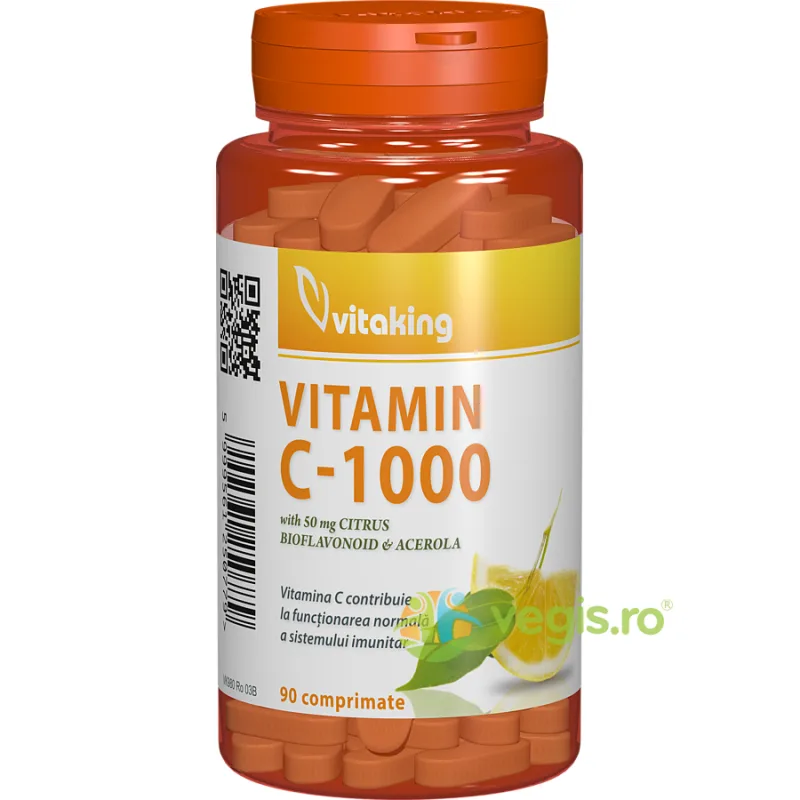 Vitamina C 1000mg cu Bioflavonoide, Acerola si Macese 90tb VITAKING — preț și oferte
