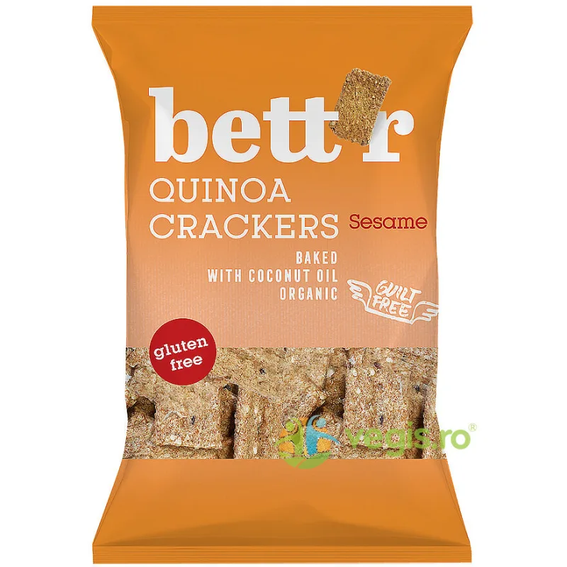 Crackers cu Quinoa si Susan fara Gluten Ecologici/Bio 100g BETTR — preț și oferte