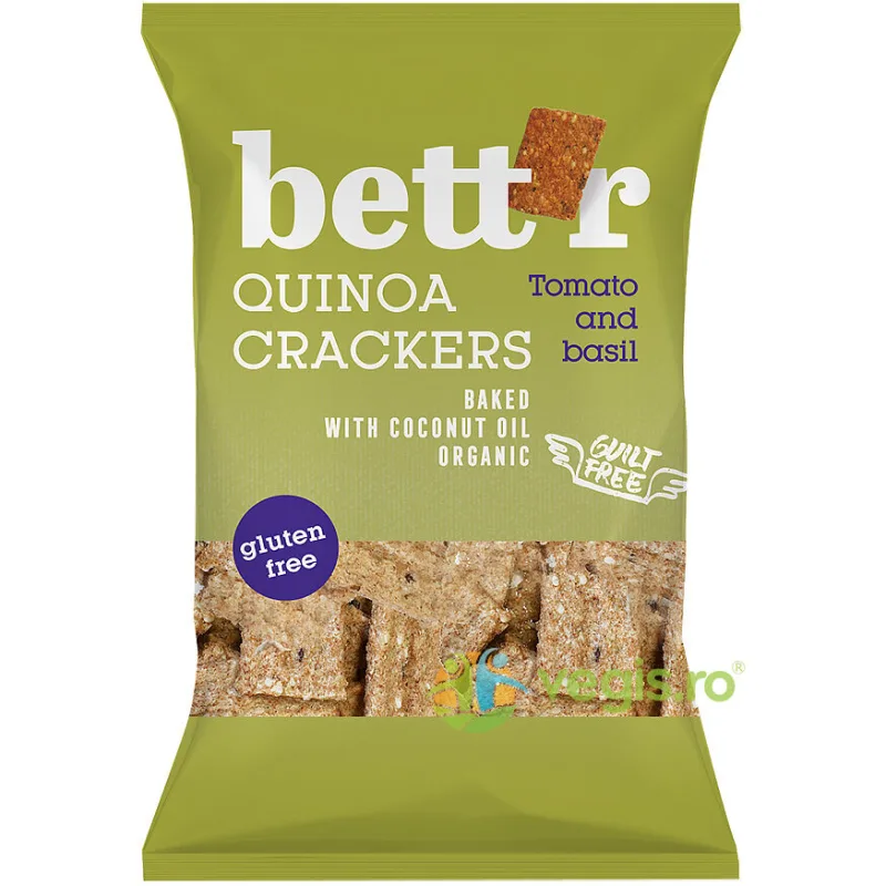 Crackers cu Quinoa, Rosii si Busuioc fara Gluten Ecologici/Bio 100g BETTR — preț și oferte