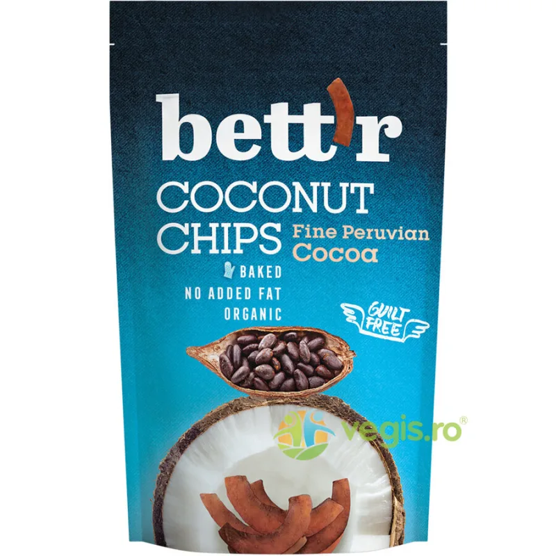 Chips-uri de Cocos cu Cacao fara Gluten Ecologice/Bio 70g BETTR — preț și oferte