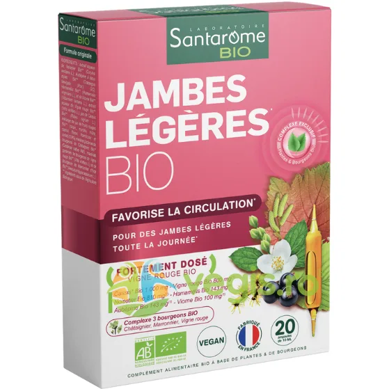 Jambes Legeres Bio (Picioare Usoare) Ecologic/Bio 20fiole SANTAROME — preț și oferte