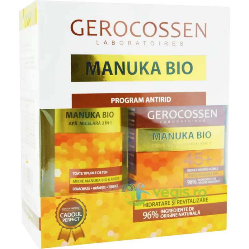 Set Cadou Manuka Bio (Apa Micelara 300ml + Crema Antirid 45+ 50ml) GEROCOSSEN — preț și oferte