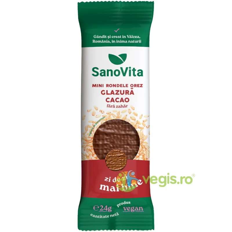 Mini Rondele din Orez cu Glazura de Cacao fara Zahar 24g SANOVITA — preț și oferte