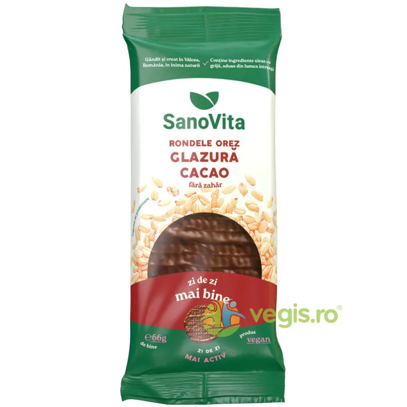 Rondele din Orez cu Glazura de Cacao fara Zahar 66g SANOVITA — preț și oferte