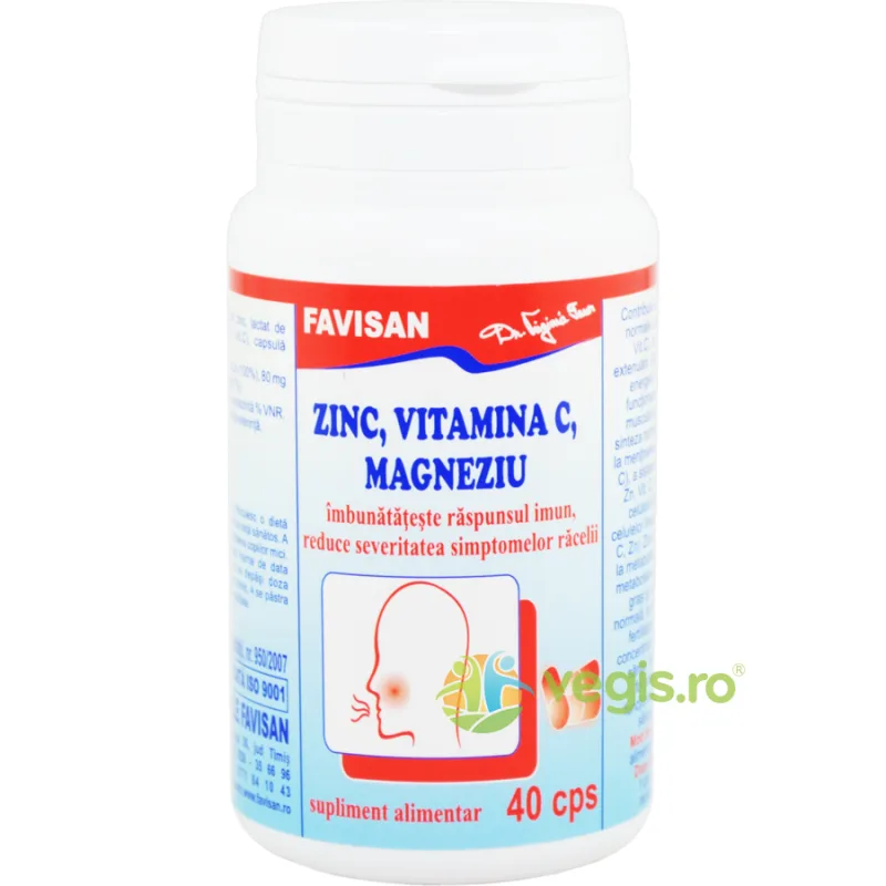 Zinc, Vitamina C si Magneziu 40cps Favisan — preț și oferte
