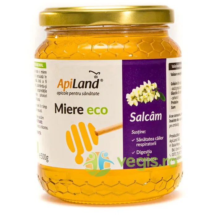 Miere Cruda de Salcam Ecologica/Bio 500g APILAND — preț și oferte