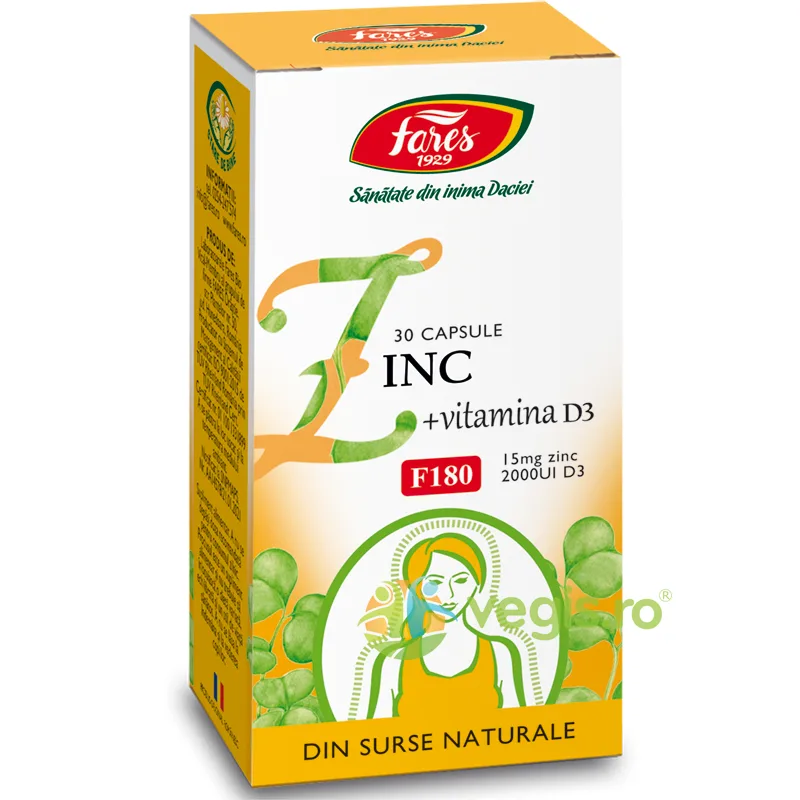 Zinc + Vitamina D3 (F180) 30cps FARES — preț și oferte